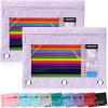 imageSPACEMATE 2 Pack Binder Pencil Pouch Case Box Bag for 3 Ring Binder School Supplies Girls Boys Kids Clear Preppy Stuff Large Aesthetic Pen Organizer Back to College Stationary Light PurpleLight Purple