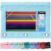 imageSPACEMATE Binder Pencil Pouch Case Box Bag for 3 Ring Binder School Supplies Girls Boys Kids Clear Preppy Stuff Large Aesthetic Pen Organizer Back to College Stationary 1 Pack GraySky Blue