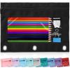 imageSPACEMATE Binder Pencil Pouch Case Box Bag for 3 Ring Binder School Supplies Girls Boys Kids Clear Preppy Stuff Large Aesthetic Pen Organizer Back to College Stationary 1 Pack GrayCoal Black