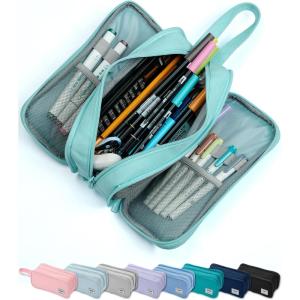 imageSPACEMATE Pencil Case Pouch Box Bag School Supplies Girls Boys Kids Cute Preppy Stuff Big Capacity Aesthetic Pen Organizer Back to College Stationary Black Extra Large Style 2300mlEggshell Blue