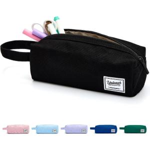 imageSPACEMATE Pencil Case Pouch Box Bag School Supplies Girls Boys Kids Cute Preppy Stuff Large Big Capacity Aesthetic Canvas Pen Organizer Back to College Stationary Sky Blue Simple Style 1200mlBlack