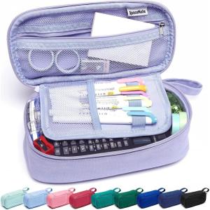 imageSPACEMATE Pencil Case Pouch Box Bag School Supplies Girls Boys Kids Cute Preppy Stuff Large Big Capacity Aesthetic Pen Organizer Back to College Stationary Dark Cyan Heavy Duty Canvas 1800mlPurple