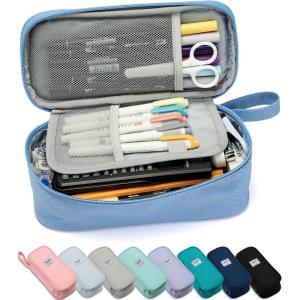 imageSPACEMATE Pencil Case Pouch Box Bag School Supplies Girls Boys Kids Cute Preppy Stuff Large Big Capacity Aesthetic Pen Organizer Back to College Stationary Cornflower Blue Classic Stlye 1800mlCornflower Blue