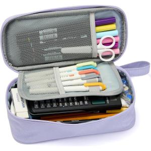imageSPACEMATE Pencil Case Pouch Box Bag School Supplies Girls Boys Kids Cute Preppy Stuff Large Big Capacity Aesthetic Pen Organizer Back to College Stationary Cornflower Blue Classic Stlye 1800mlPurple