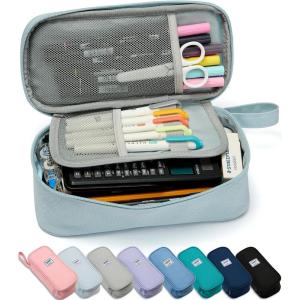 imageSPACEMATE Pencil Case Pouch Box Bag School Supplies Girls Boys Kids Cute Preppy Stuff Large Big Capacity Aesthetic Pen Organizer Back to College Stationary Cornflower Blue Classic Stlye 1800mlPowder Blue