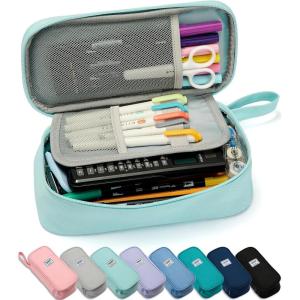 imageSPACEMATE Pencil Case Pouch Box Bag School Supplies Girls Boys Kids Cute Preppy Stuff Large Big Capacity Aesthetic Pen Organizer Back to College Stationary Cornflower Blue Classic Stlye 1800mlEggshell Blue